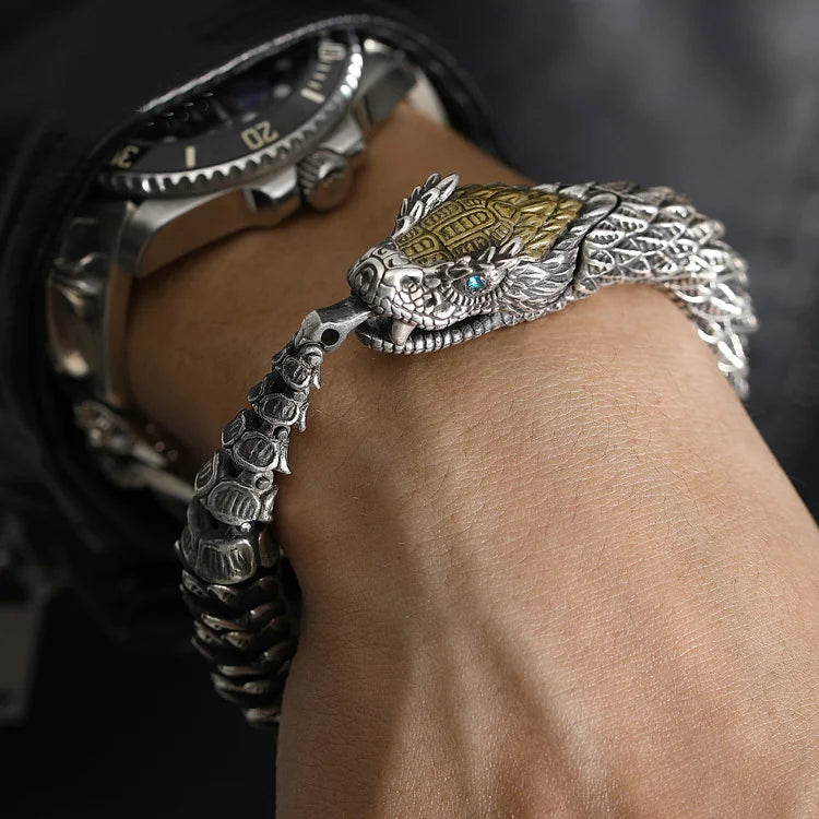 Silver Medusa Rattlesnake Domineering Bracelet